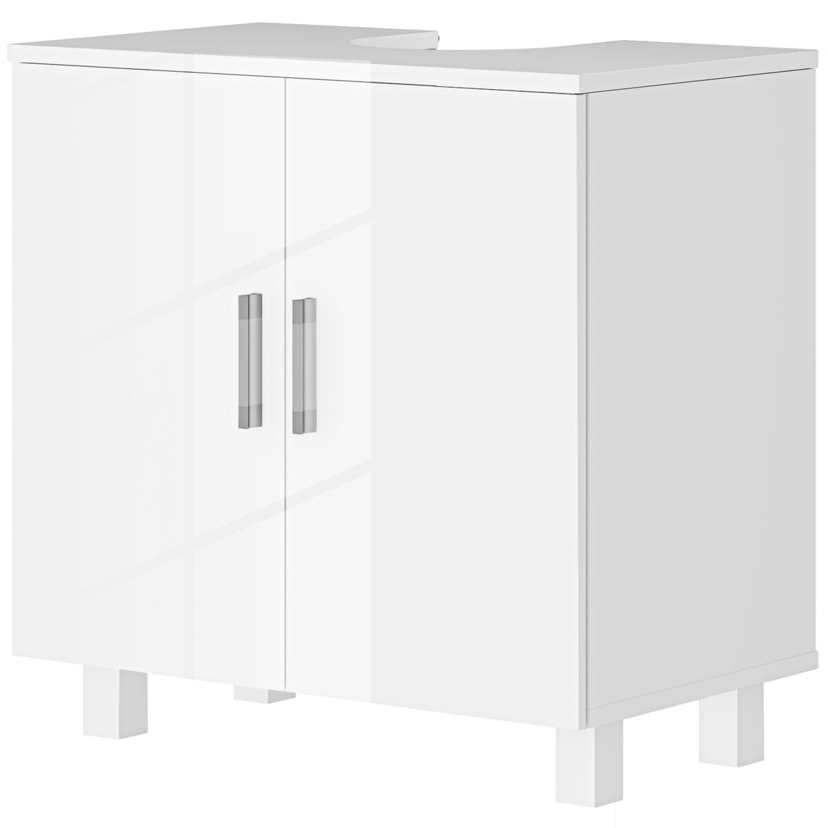 Mueble para debajo del lavabo con 2 puertas 2 estantes y sistema antivuelco para cuarto baño 60x35x60 cm blanco