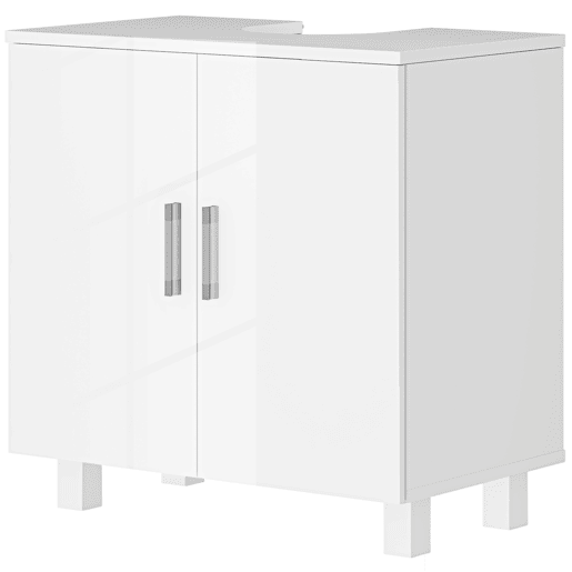 Armário para pia com 2 portas, 2 prateleiras e sistema anti-tombamento para banheiro, 60x35x60 cm, branco Armário para pia com 2 portas, 2 prateleiras e sistema anti-tombamento para banheiro, 60x35x60 cm, branco