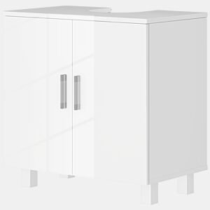 Armário para pia com 2 portas, 2 prateleiras e sistema anti-tombamento para banheiro, 60x35x60 cm, branco