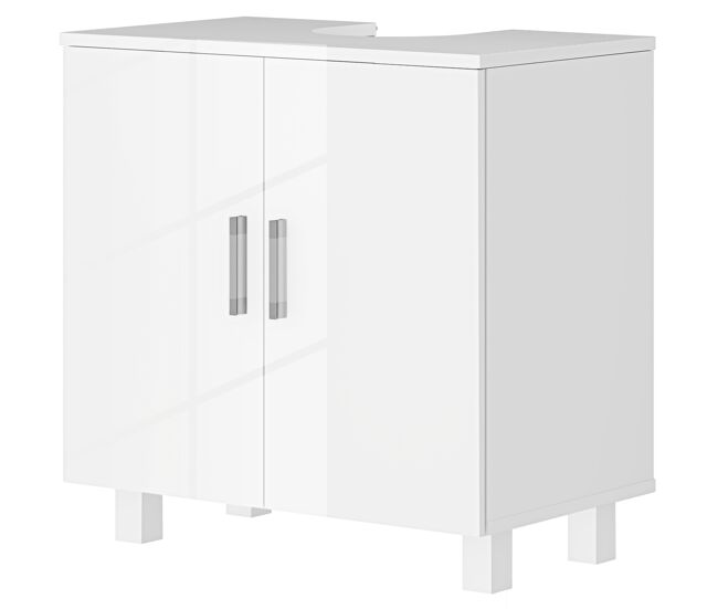Mueble para debajo del lavabo con 2 puertas 2 estantes y sistema antivuelco para cuarto baño 60x35x60 cm blanco