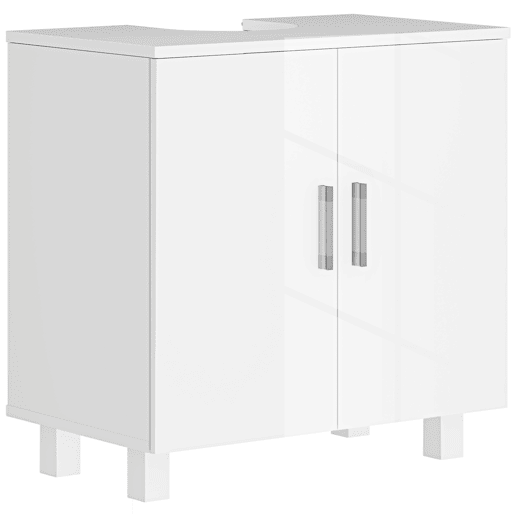 Armário para pia com 2 portas, 2 prateleiras e sistema anti-tombamento para banheiro, 60x35x60 cm, branco Armário para pia com 2 portas, 2 prateleiras e sistema anti-tombamento para banheiro, 60x35x60 cm, branco