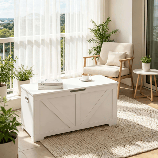 Banco de entrada de 100 cm u2013 com arrumação oculta multifuncional para o quarto e a sala u2013 Branco