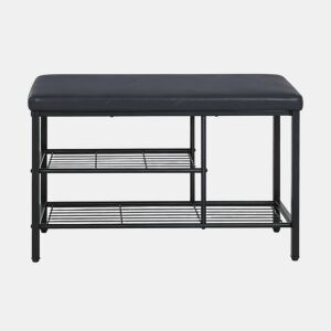 Banco Zapatero 80 cm - com assento almofadado e espaço de arrumação compacto - Preto