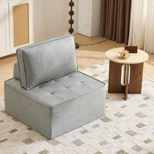 Sofá relax individual de 1 lugar u2014 compacto e confortável para a sala de estar, quarto ou quarto de criança u2014 cinzento claro Sofá relax individual de 1 lugar u2014 compacto e confortável para a sala de estar, quarto ou quarto de criança u2014 cinzento claro