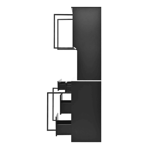 Vitrine alta com aparador - efeito mármore, vidro com iluminação LED, MDF, grande capacidade de arrumação - pretobranco Vitrine alta com aparador - efeito mármore, vidro com iluminação LED, MDF, grande capacidade de arrumação - pretobranco