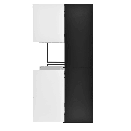Vitrine alta sem dimensões específicas - vidro, LED, MDF, grande capacidade de arrumação - preto e branco Vitrine alta sem dimensões específicas - vidro, LED, MDF, grande capacidade de arrumação - preto e branco