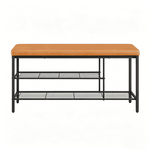 Banco Zapatero de 80 cm u2014 com assento almofadado e espaço de arrumação compacto u2014 preto e castanho