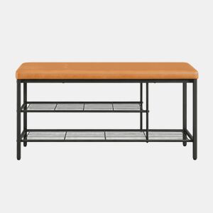 Banco Zapatero de 80 cm u2014 com assento almofadado e espaço de arrumação compacto u2014 preto e castanho