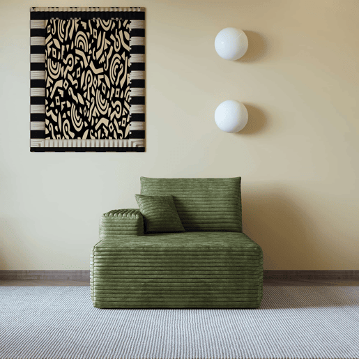 Sofá com chaise longue 175x95x83 cm - modular em tecido com assento profundo - Verde Sofá com chaise longue 175x95x83 cm - modular em tecido com assento profundo - Verde