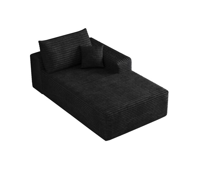 Sofá cama 175x95 cm - modular, tapizado de pana, asiento individual - negro