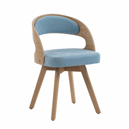 Conjunto de 2 cadeiras de jantar + 41 cm - estilo moderno com assentos giratórios, almofadas de linho e encosto curvo - azul linho