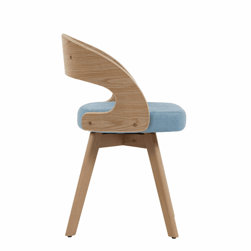 Conjunto de 2 cadeiras de jantar + 41 cm - estilo moderno com assentos giratórios, almofadas de linho e encosto curvo - azul linho