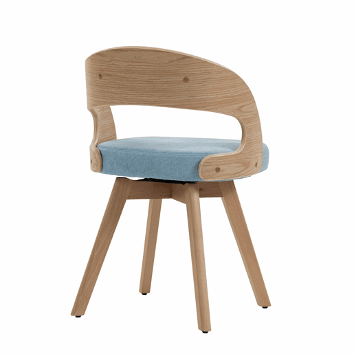 Conjunto de 2 cadeiras de jantar + 41 cm - estilo moderno com assentos giratórios, almofadas de linho e encosto curvo - azul linho