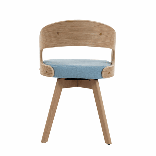Conjunto de 2 cadeiras de jantar + 41 cm - estilo moderno com assentos giratórios, almofadas de linho e encosto curvo - azul linho