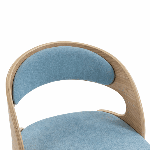 Conjunto de 2 cadeiras de jantar + 41 cm - estilo moderno com assentos giratórios, almofadas de linho e encosto curvo - azul linho