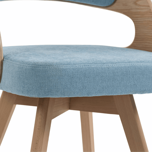 Conjunto de 2 cadeiras de jantar + 41 cm - estilo moderno com assentos giratórios, almofadas de linho e encosto curvo - azul linho