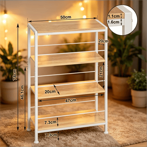 Estante de arrumação 50x20x78 cm - multifuncional, de pé, para exposição e organização - Branco + Carvalho claro Estante de arrumação 50x20x78 cm - multifuncional, de pé, para exposição e organização - Branco + Carvalho claro