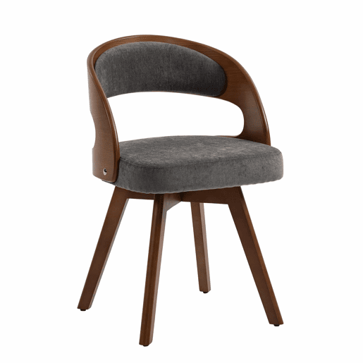 Conjunto de 2 cadeiras de jantar em madeira (2 unidades) u2013 estilo moderno, assentos giratórios, almofada em algodão e linho, encosto curvo, cadeiras auxiliares para cozinha e café u2013 linho cinzento Conjunto de 2 cadeiras de jantar em madeira (2 unidades) u2013 estilo moderno, assentos giratórios, almofada em algodão e linho, encosto curvo, cadeiras auxiliares para cozinha e café u2013 linho cinzento