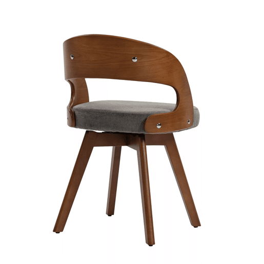 Conjunto de 2 cadeiras de jantar em madeira (2 unidades) u2013 estilo moderno, assentos giratórios, almofada em algodão e linho, encosto curvo, cadeiras auxiliares para cozinha e café u2013 linho cinzento Conjunto de 2 cadeiras de jantar em madeira (2 unidades) u2013 estilo moderno, assentos giratórios, almofada em algodão e linho, encosto curvo, cadeiras auxiliares para cozinha e café u2013 linho cinzento