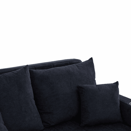 Sofá-cama multifuncional de 2 lugares u2013 sofá extensível, cama dobrável, bolsos de arrumação nos braços, porta-carregador USB e porta-copos u2013 preto