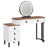 Mesa de maquilhagem com gaveta 100x40 cm - secretária elegante e multifuncional com espaço de arrumação - castanho e branco