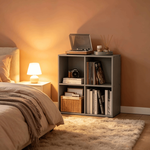Estante modular - Design compacto com compartimentos abertos, organizador multifuncional e estante de pé - Cinzento