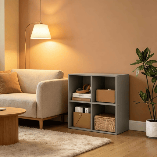 Estante modular - Design compacto com compartimentos abertos, organizador multifuncional e estante de pé - Cinzento