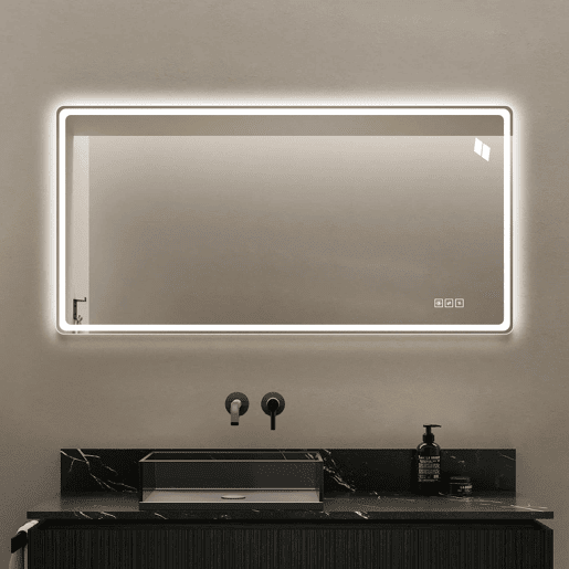 Espelho de casa de banho LED 60×120 cm - Sem moldura, iluminado, controlo tátil regulável, 3 temperaturas de cor, antiembaciamento, vidro HD sem cobre - Prateado Espelho de casa de banho LED 60×120 cm - Sem moldura, iluminado, controlo tátil regulável, 3 temperaturas de cor, antiembaciamento, vidro HD sem cobre - Prateado