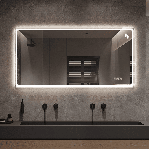 Espelho de casa de banho LED 60×120 cm - Sem moldura, iluminado, controlo tátil regulável, 3 temperaturas de cor, antiembaciamento, vidro HD sem cobre - Prateado Espelho de casa de banho LED 60×120 cm - Sem moldura, iluminado, controlo tátil regulável, 3 temperaturas de cor, antiembaciamento, vidro HD sem cobre - Prateado