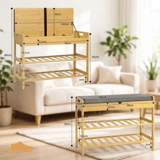 Banco Zapatero 68 x 30 x 50 cm u2014 com assento almofadado, espaço de arrumação oculto e design de canto u2014 cinzento Banco Zapatero 68 x 30 x 50 cm u2014 com assento almofadado, espaço de arrumação oculto e design de canto u2014 cinzento