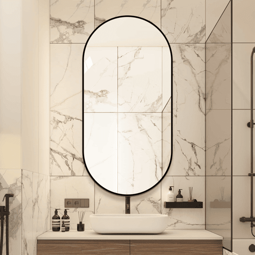 Espelho de parede em forma de arco 60×120 cm - Moldura em alumínio preto, espelho prateado HD sem cobre, moderno, pode ser pendurado na vertical ou na horizontal - Prateado Espelho de parede em forma de arco 60×120 cm - Moldura em alumínio preto, espelho prateado HD sem cobre, moderno, pode ser pendurado na vertical ou na horizontal - Prateado