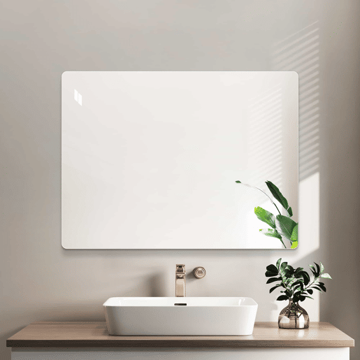 Espelho de parede sem moldura 100×75 cm - alta definição, antirreflexo, película inquebrável - prateado Espelho de parede sem moldura 100×75 cm - alta definição, antirreflexo, película inquebrável - prateado