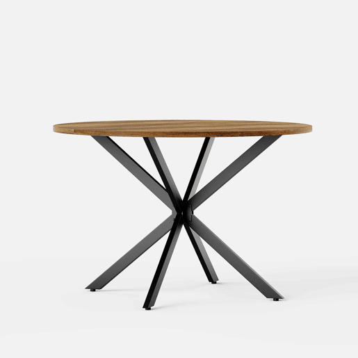 Mesa de jantar redonda de 120 cm - estilo rústico tipo quinta com pés em X, mesa multifuncional para cozinha, sala de estar, escritório, varanda ou café, design retro - castanho e preto Mesa de jantar redonda de 120 cm - estilo rústico tipo quinta com pés em X, mesa multifuncional para cozinha, sala de estar, escritório, varanda ou café, design retro - castanho e preto