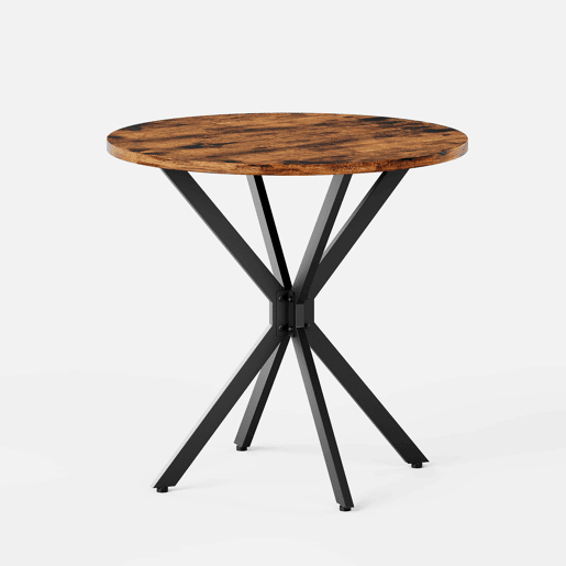 Mesa de jantar redonda Ø80 cm - Estilo industrial com pés em X para cozinha, escritório em casa e sala de jantar - Castanho vintage e preto