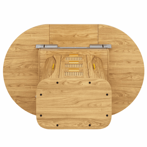 Mesa de jantar extensível 118-158 cm - com arrumação e gavetas em rattan, MDF com efeito de madeira - madeira natural Mesa de jantar extensível 118-158 cm - com arrumação e gavetas em rattan, MDF com efeito de madeira - madeira natural
