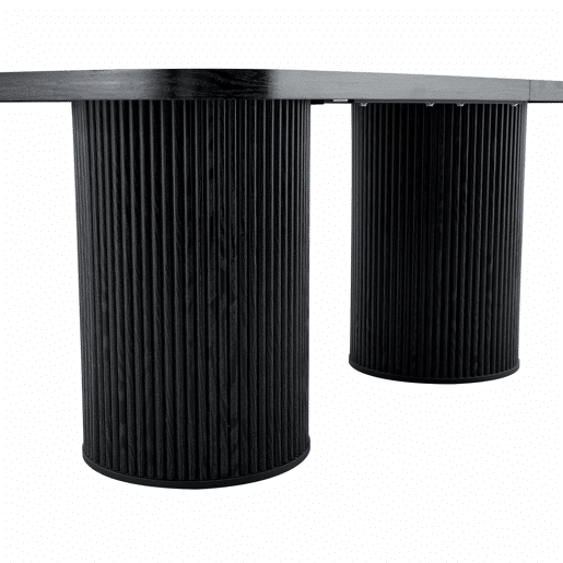 Mesa de jantar oval 180x90x76 cm u2014 design Wabi-Sabi com pé em coluna estriada, estilo Mid-Century e acabamento em MDF u2014 Preto Mesa de jantar oval 180x90x76 cm u2014 design Wabi-Sabi com pé em coluna estriada, estilo Mid-Century e acabamento em MDF u2014 Preto