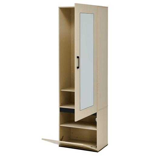 Schmaler - Roupeiro com espelho e barra extensível - roupeiro moderno e economizador de espaço para a entrada, quarto e apartamento - madeira
