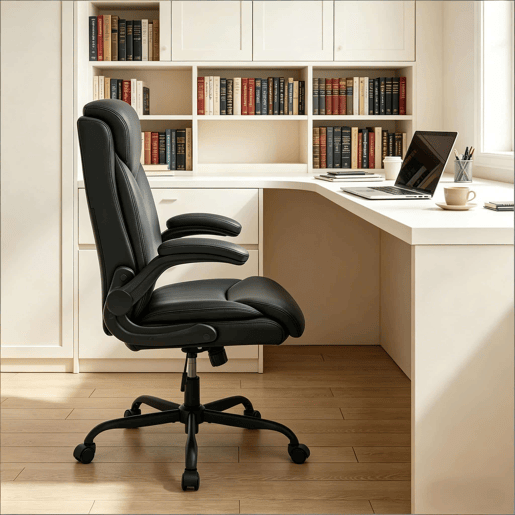 Cadeira giratória de escritório - Design ergonómico executivo com encosto confortável - Preto Cadeira giratória de escritório - Design ergonómico executivo com encosto confortável - Preto