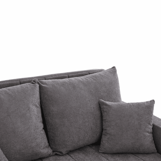 Sofá-cama multifuncional em tecido para 2 pessoas - sofá-cama dobrável, convertível em sofá ou cama, com bolsos de arrumação nos braços, porta-carregador USB e porta-copos - cinzento chenille