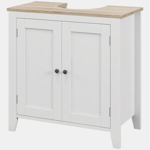 Armário para pia, armário baixo com 2 portas e prateleira ajustável, estilo moderno, 60x30x60 cm, branco