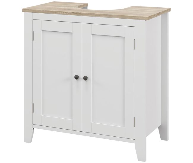 Mueble para debajo del lavabo armario bajo con 2 puertas y estante ajustable estilo moderno 60x30x60 cm blanco