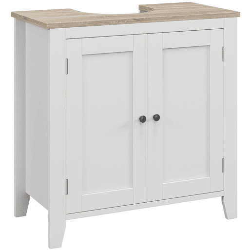 Armário para pia, armário baixo com 2 portas e prateleira ajustável, estilo moderno, 60x30x60 cm, branco