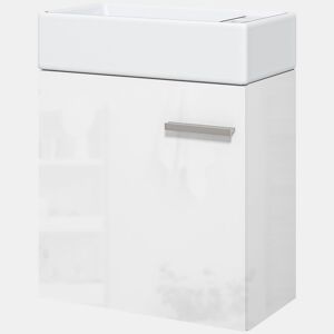 Móvel de banheiro com pia suspensa, porta com fechamento suave e armário, 40x23x50 cm, branco brilhante