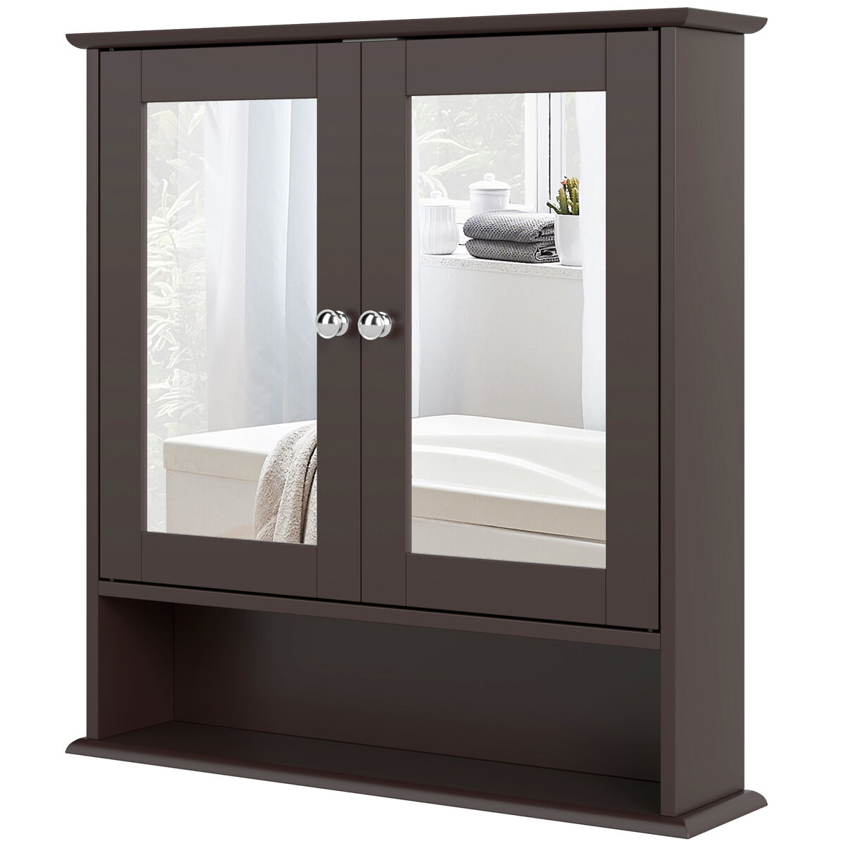 Armario de Baño con Espejo - Muebles De Baño 56 Marrón