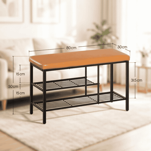 Bancada de arrumação de 80 cm - Sapateira com assento, compacta e multifuncional - Preto e castanho Bancada de arrumação de 80 cm - Sapateira com assento, compacta e multifuncional - Preto e castanho
