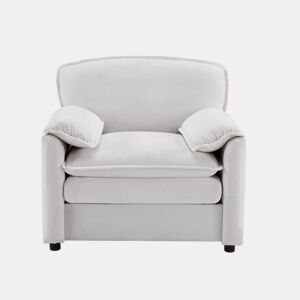 Sofá relax de 1 lugar - Estilo retro com bolsos laterais para arrumação, design compacto - Branco