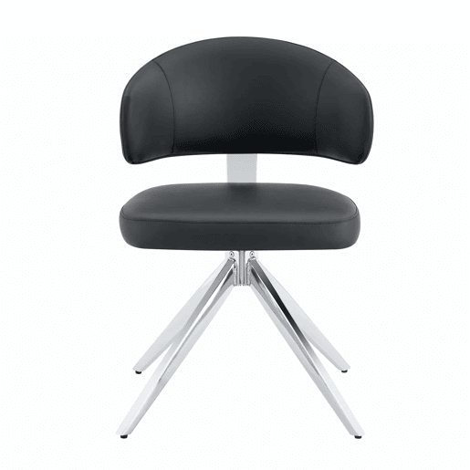 Cadeira de jantar 54,5 x 50,5 x 77 cm - giratória a 360°, estofada, estrutura metálica, estilo moderno - Preto Cadeira de jantar 54,5 x 50,5 x 77 cm - giratória a 360°, estofada, estrutura metálica, estilo moderno - Preto