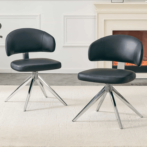 Cadeira de jantar 54,5 x 50,5 x 77 cm - giratória a 360°, estofada, estrutura metálica, estilo moderno - Preto Cadeira de jantar 54,5 x 50,5 x 77 cm - giratória a 360°, estofada, estrutura metálica, estilo moderno - Preto