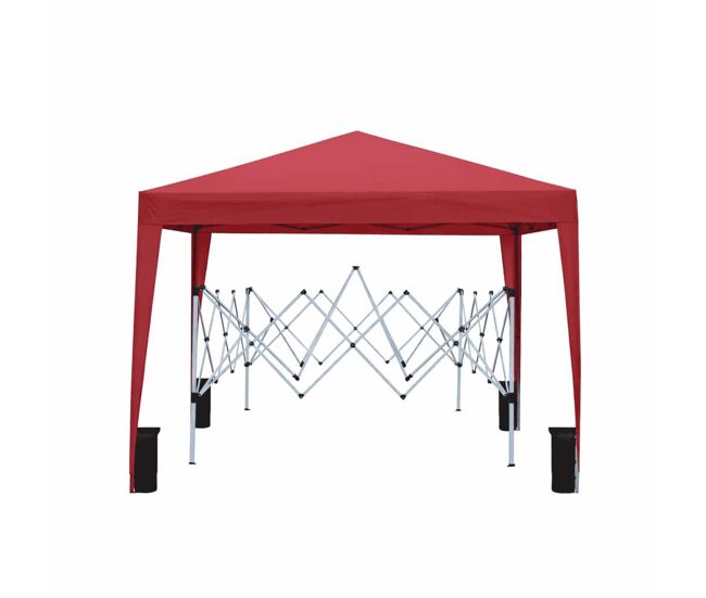 Pabellón plegable 3 x 3 m - impermeable, plegable, uv50+, con paredes laterales y sacos de arena - burdeos