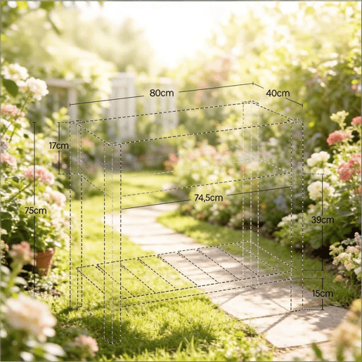 Jardineira elevada 80x40x75 cm - com prateleira de arrumação para plantas e ervas aromáticas - Castanho